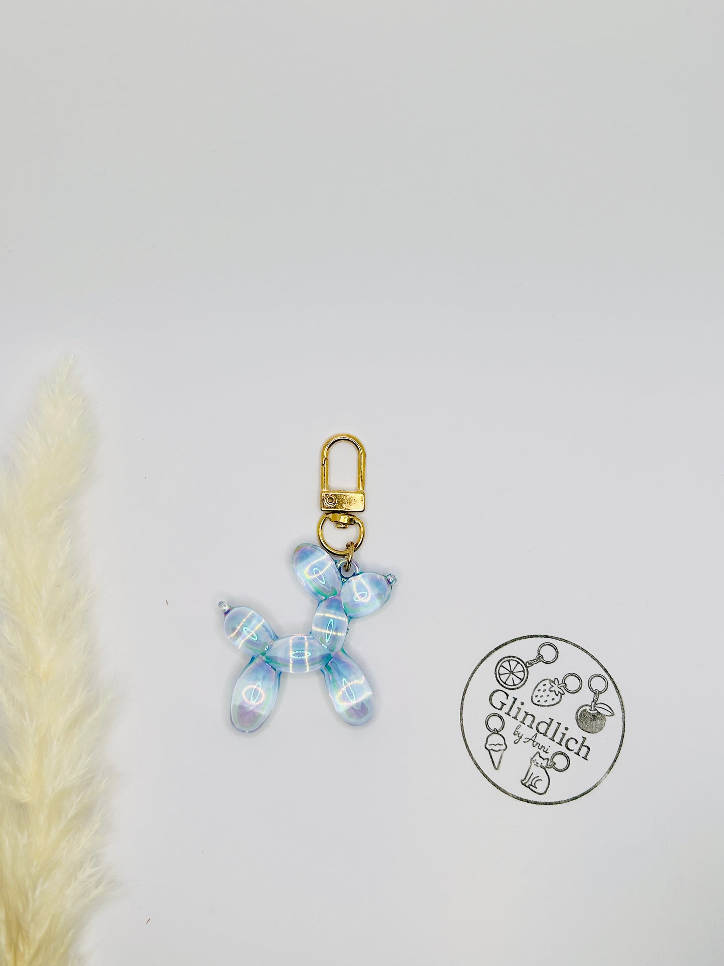 Balloon dog transparent bright color bag charm
