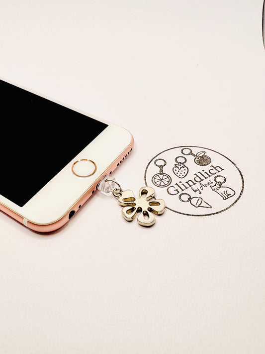 Floraler Blumen Charm in Silber. Verspieltes Accessoire für Naturfreunde