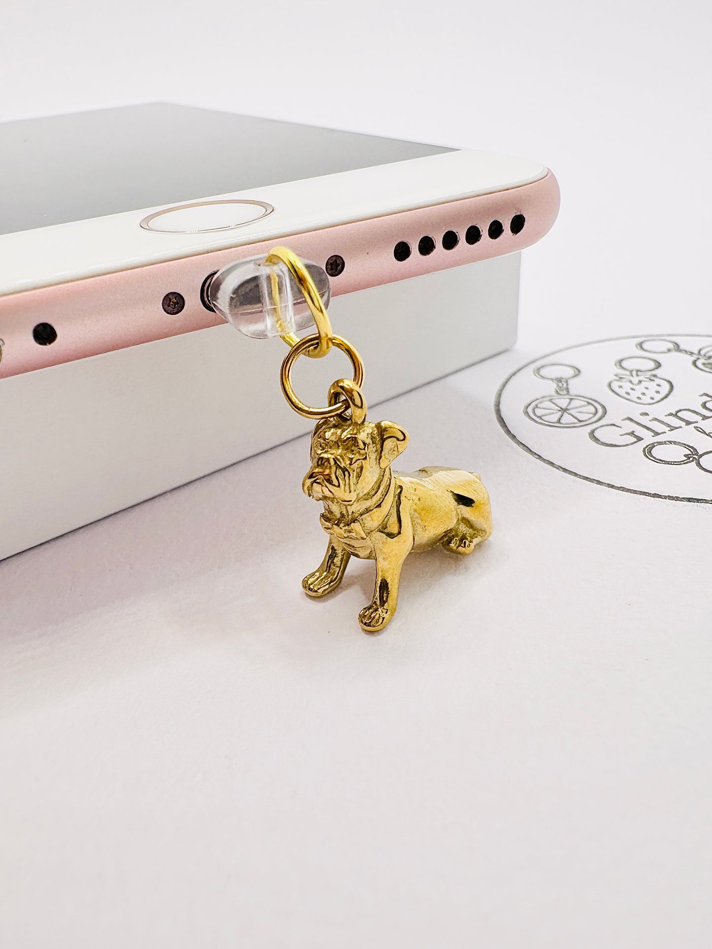 Bulldogge Mini Charm. Treuer Begleiter fürs Smartphone.