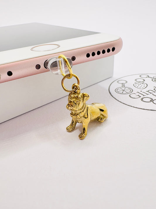 Goldener Bulldogge Charm. Charm Anhänger für Hundefreunde