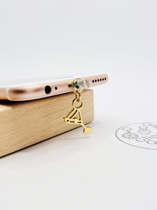 Cocktail Glas Mini Charm mit goldenem Glanz. Charm Anhänger für Cocktail-Liebhaber:innen