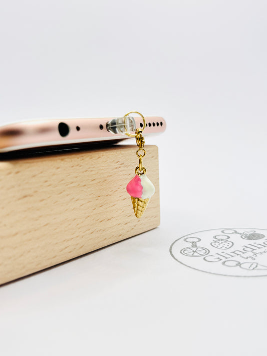 Eis Mini Charm in Pink und Weiß. Sommerlicher Glindlich-Moment für dein Smartphone
