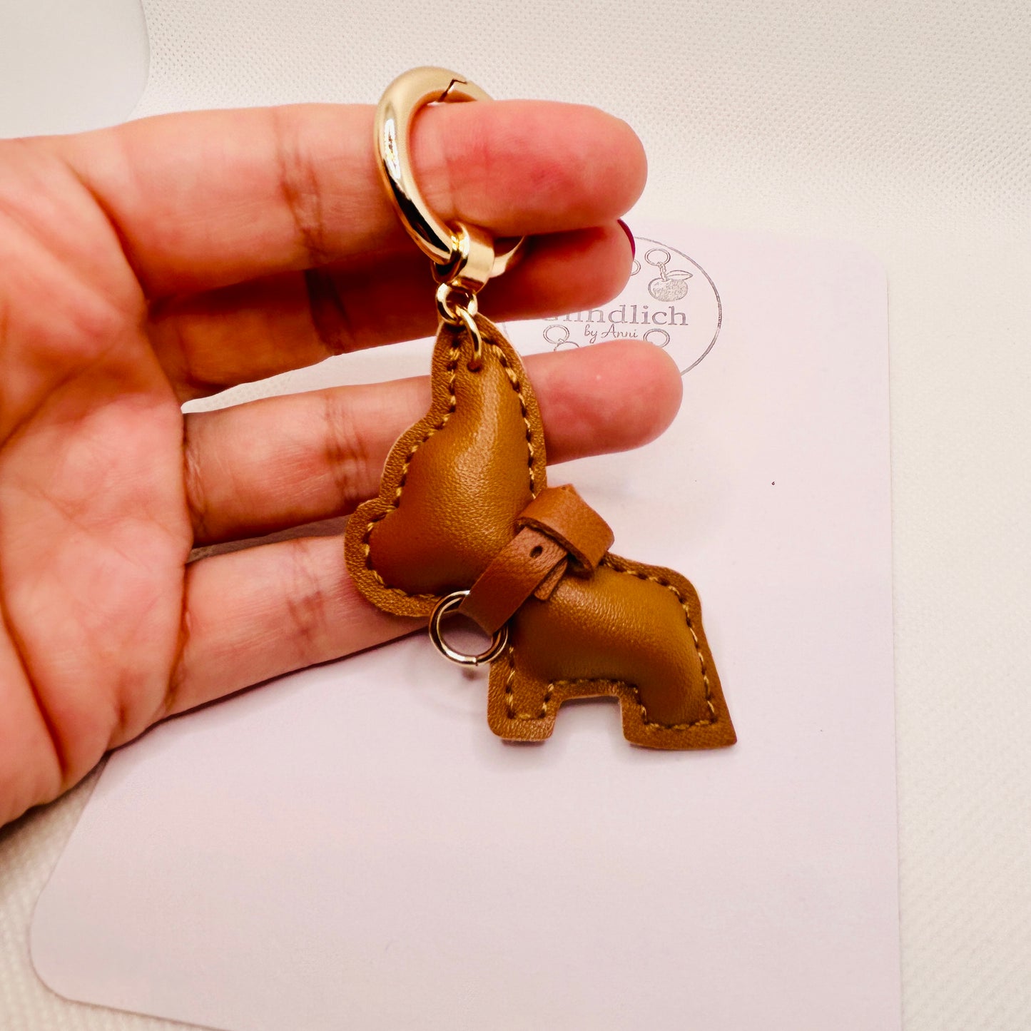 Mini French Bulldog keychain, faux leather. Dog bag charm.