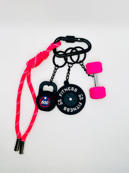 Sport Schlüsselanhänger Set Fitness Hantel Gewicht Wasserflasche Geschenk Männer Frauen Gym Accessoire