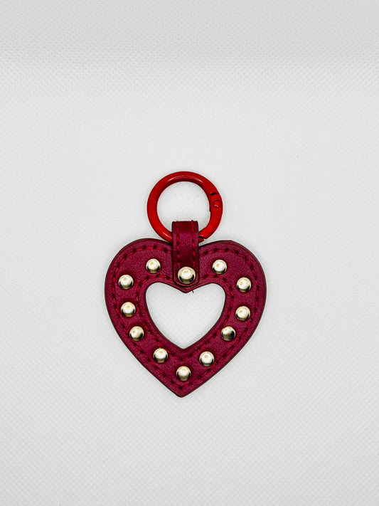 Roter Herz Schlüsselanhänger. Nieten Bag Charm. Modisches Taschen Zubehör