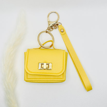 Mini Tasche Pastell mit Karabiner. Rosa, Lila oder Gelb, Etui & Bag Charm in einem