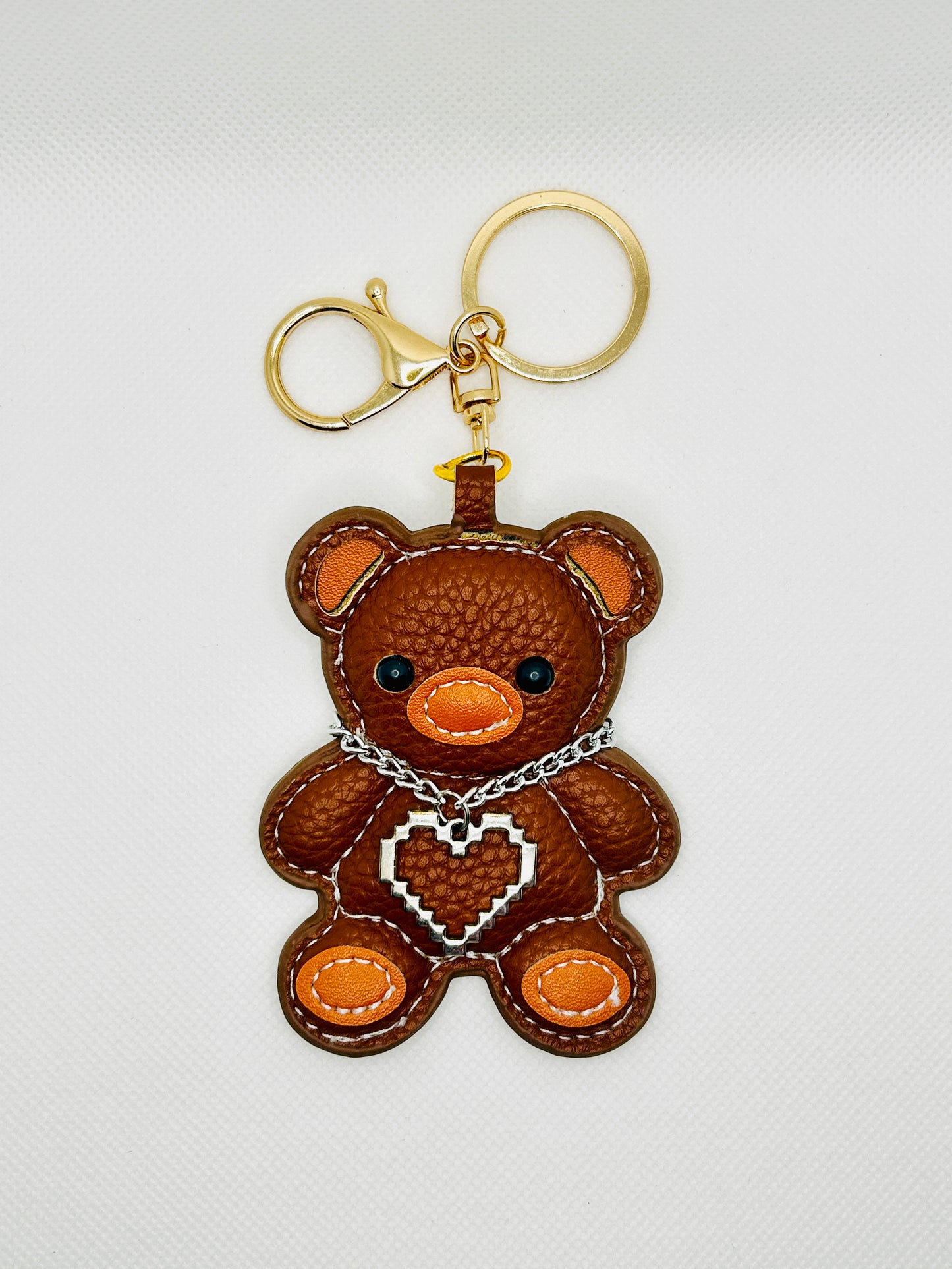 Teddybär Schlüsselanhänger mit Herz Pixel-Design Taschenanhänger süßes Geschenk für Frauen Tasche Rucksack