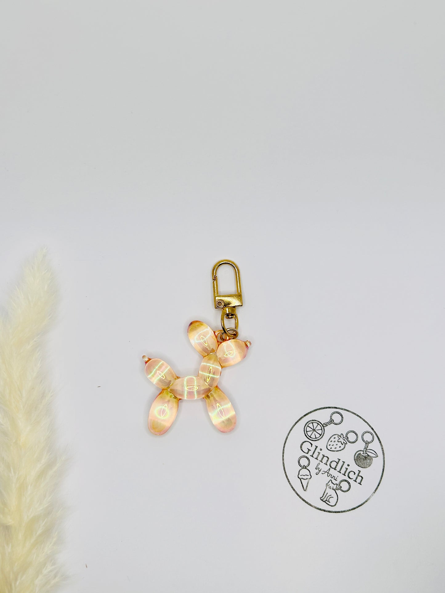 Balloon dog transparent bright color bag charm