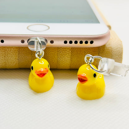 Quietscheente Handy Charm Gelb. Süßer Smartphone-Anhänger mit Stecker