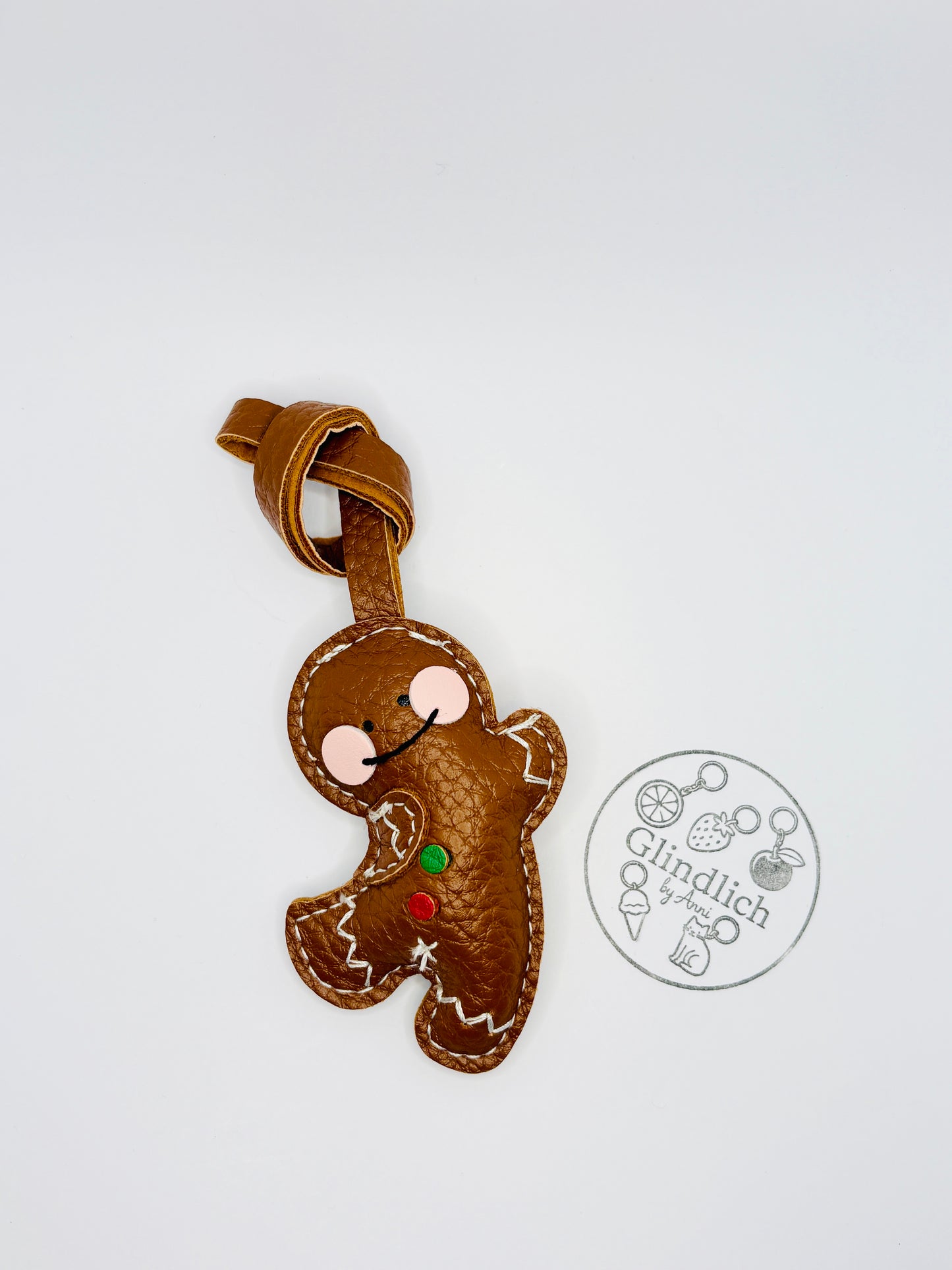 Niedlicher Lebkuchenmann Gingerbread Taschenanhänger Weihnachts-Schlüsselanhänger Kunstleder