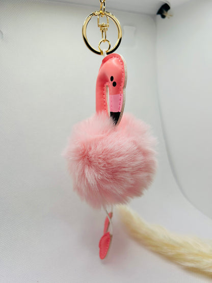Flamingo Schlüsselanhänger Rosa Plüsch. Flauschiger Taschenanhänger & Deko für Auto & Zuhause