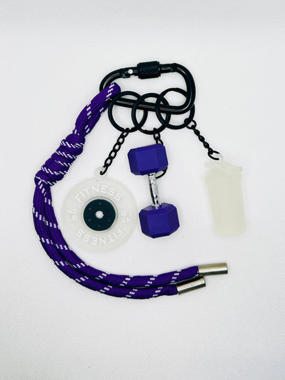 Sport Schlüsselanhänger Set Fitness Hantel Gewicht Wasserflasche Geschenk Männer Frauen Gym Accessoire