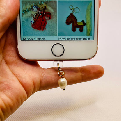 Perlen Handy Charm mit USB-C oder Lightning. Unikater Smartphone-Anhänger mit Kunstperlen