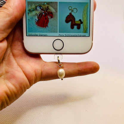 Perlen Handy Charm mit USB-C oder Lightning. Unikater Smartphone-Anhänger mit Kunstperlen