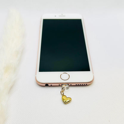 Vergoldeter Herz Charm USB-C oder Lightning. Minimalistisches Accessoire aus Edelstahl für Smartphone & Case