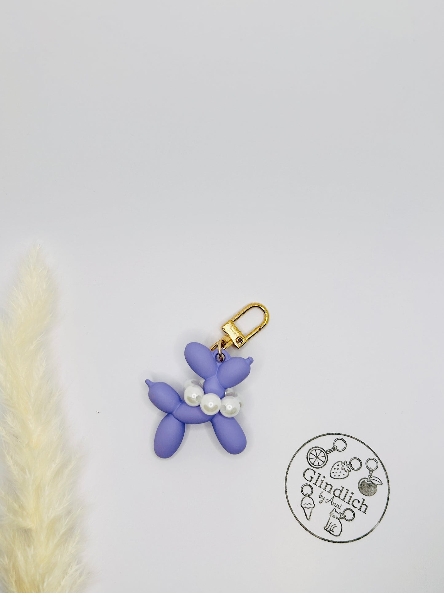 Balloon dog transparent bright color bag charm
