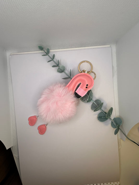 Flamingo Schlüsselanhänger Rosa Plüsch. Flauschiger Taschenanhänger & Deko für Auto & Zuhause