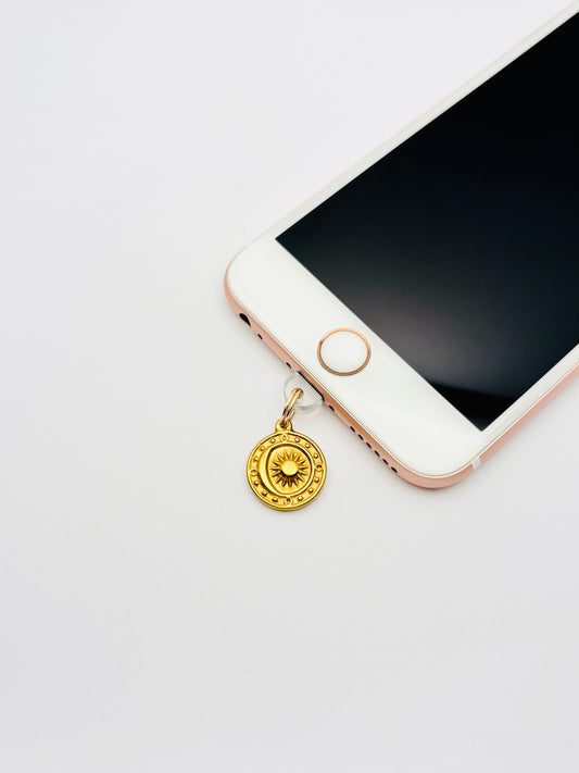Mond & Sonne Kompass Mini Charm von GLINDLICHbyAnni, vergoldeter Handy-Charm mit Kompass-Motiv