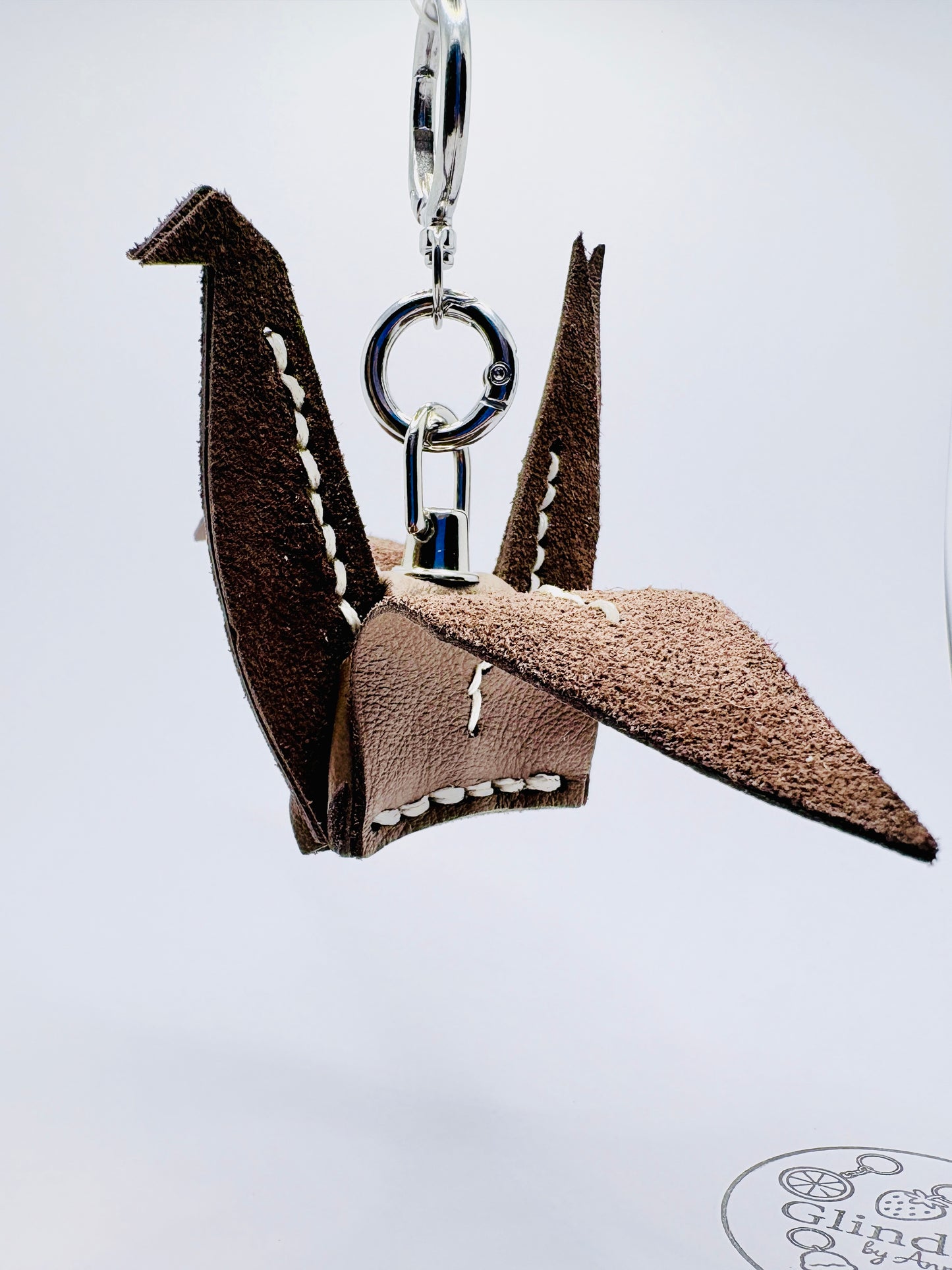 Handgefertigter Leder Origami Kranich Anhänger
