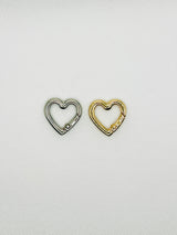 Heart-shaped carabiner in gold or silver. Keychain accessory, bag charm, jewelry, DIY.