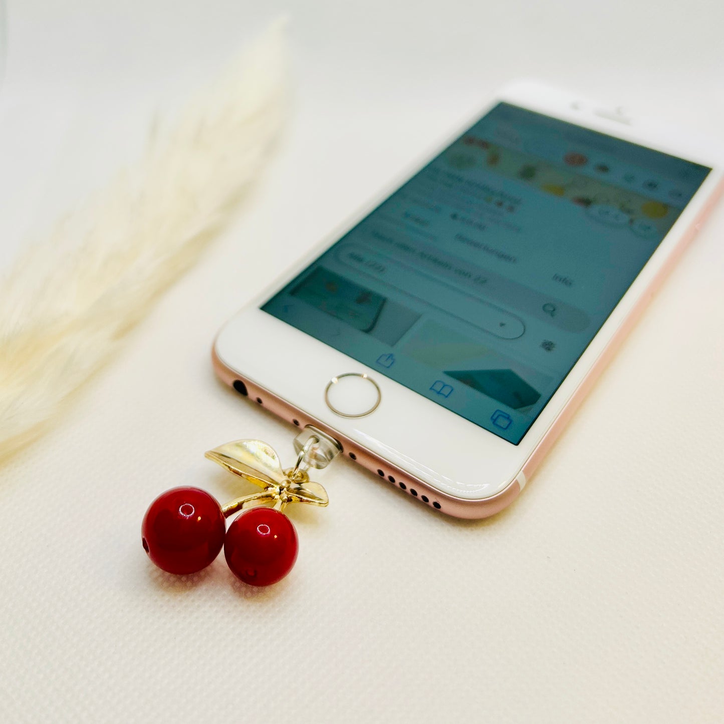 Kirsche Staubschutz USB-C oder Lightning. Stylisches Handy-Accessoire im 3D-Look