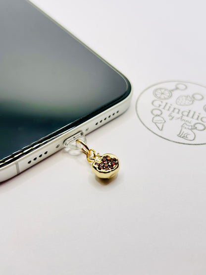 Granatapfel Charm aus Edelstahl. Minimalistisches Accessoire für Smartphone & Case.