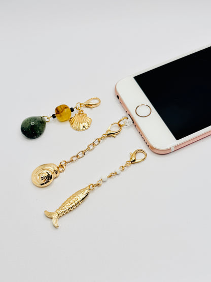 Ozean Charm Mini Charm von GLINDLICHbyAnni, Handy-Charm mit Muschel-, Schnecken- oder Fischmotiv