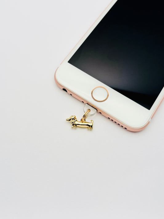 Dackelhund Mini Charm von GLINDLICHbyAnni, Handy-Charm mit Dackel-Motiv in Gold oder Silber