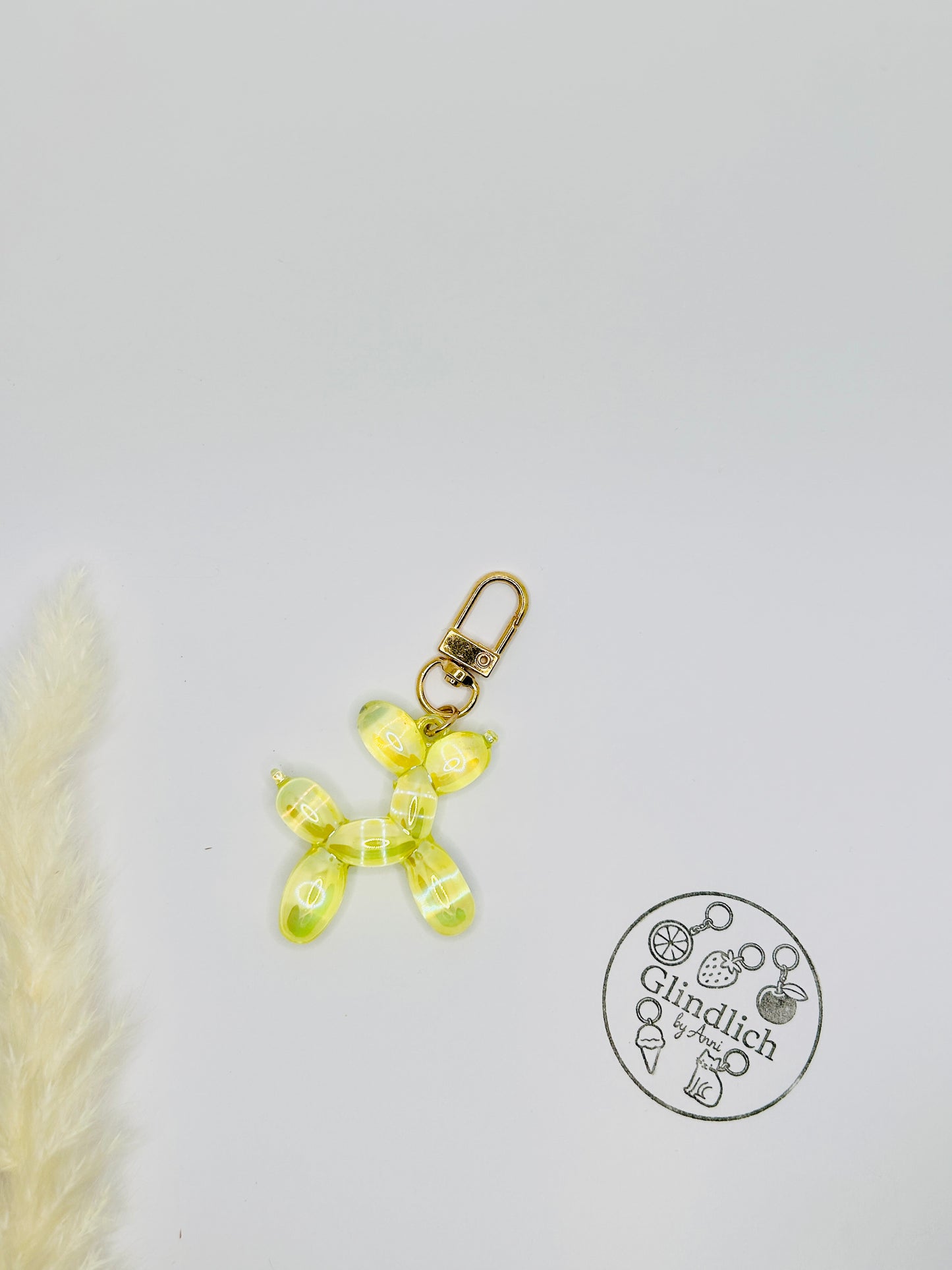 Balloon dog transparent bright color bag charm