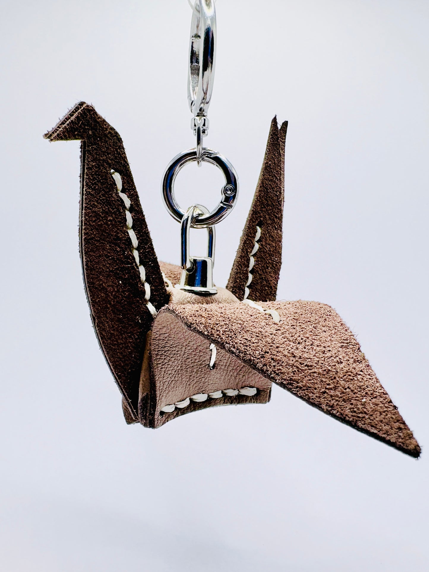 Handgefertigter Leder Origami Kranich Anhänger