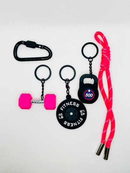 Sport Schlüsselanhänger Set Fitness Hantel Gewicht Wasserflasche Geschenk Männer Frauen Gym Accessoire