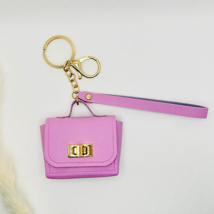 Mini Tasche Pastell mit Karabiner. Rosa, Lila oder Gelb, Etui & Bag Charm in einem