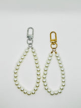 Pearl pendant with lobster clasp. Keyring accessory. Bag charm in gold or silver.