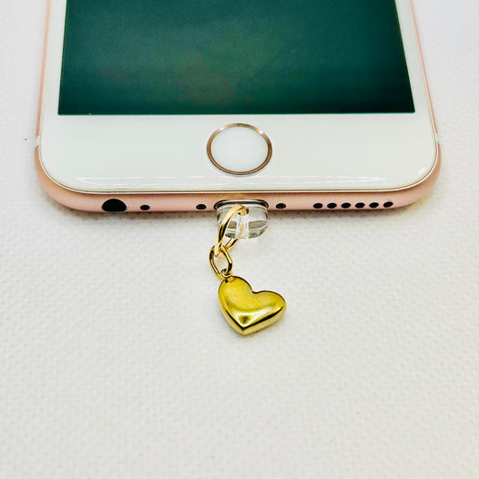Vergoldeter Herz Charm USB-C oder Lightning. Minimalistisches Accessoire aus Edelstahl für Smartphone & Case