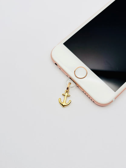 Anker Mini Charm von GLINDLICHbyAnni, goldfarbener Handy-Charm mit maritimem Anker-Motiv