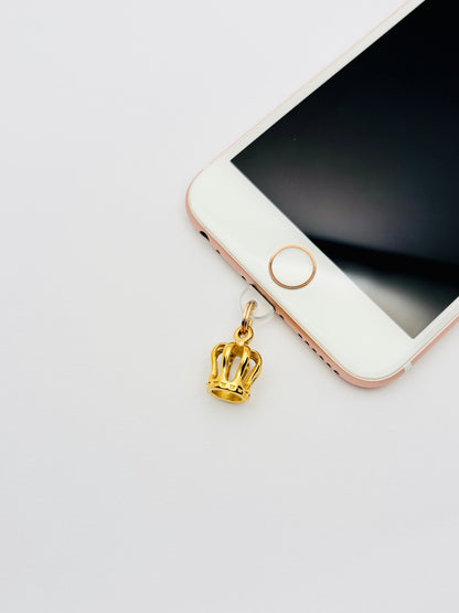 Königskrone Mini Charm von GLINDLICHbyAnni, goldfarbener Handy-Charm mit Kronen-Motiv
