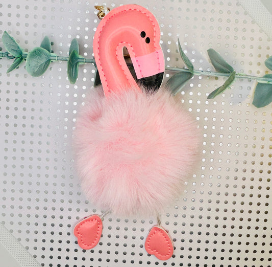 Flamingo Schlüsselanhänger Rosa Plüsch. Flauschiger Taschenanhänger & Deko für Auto & Zuhause