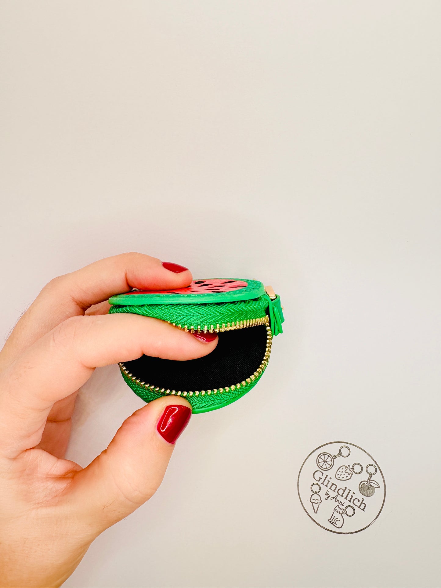 Fruchtige Mini Geldbörsen für Tasche und Schlüsselanhänger. Echtleder Optik. AirTag Tasche