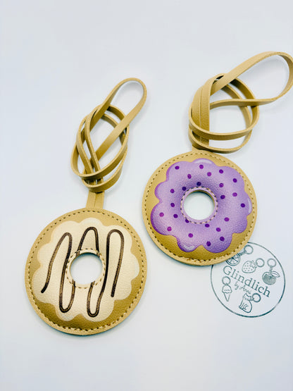 Donut Anhänger. Kunstleder Taschenanhänger für Auto, Rucksack & Schlüssel