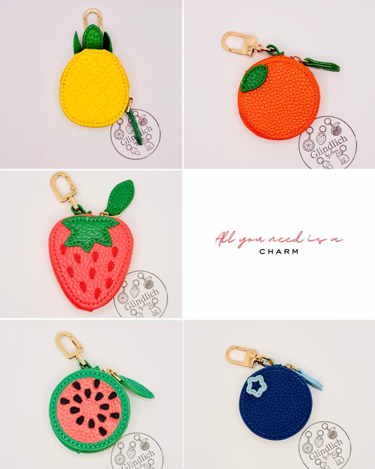 Fruchtige Mini Geldbörsen für Tasche und Schlüsselanhänger. Echtleder Optik. AirTag Tasche