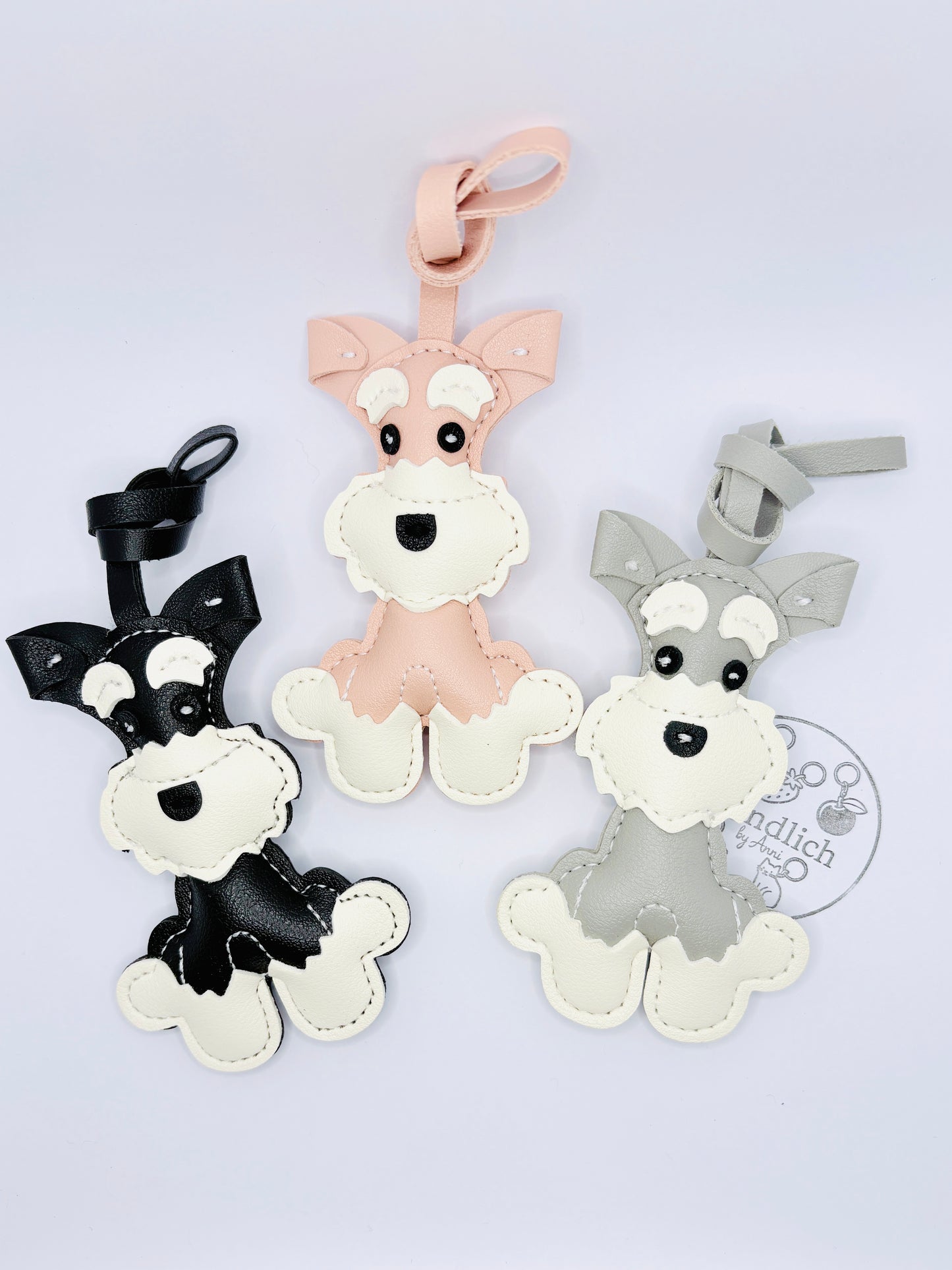 Schnauzer Hund Schlüsselanhänger. Kunstleder Taschenanhänger. Rucksack Anhänger Hundeliebhaber