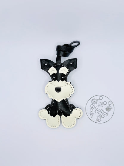 Schnauzer Hund Schlüsselanhänger. Kunstleder Taschenanhänger. Rucksack Anhänger Hundeliebhaber