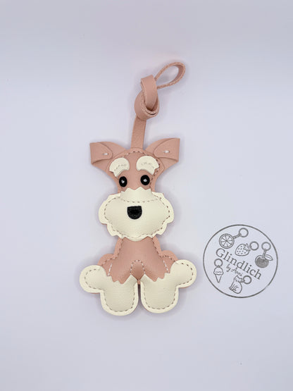 Schnauzer Hund Schlüsselanhänger. Kunstleder Taschenanhänger. Rucksack Anhänger Hundeliebhaber