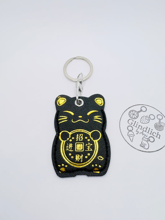 Maneki Neko Schlüsselanhänger. Glückskatze mit GPS-Tracker Fach