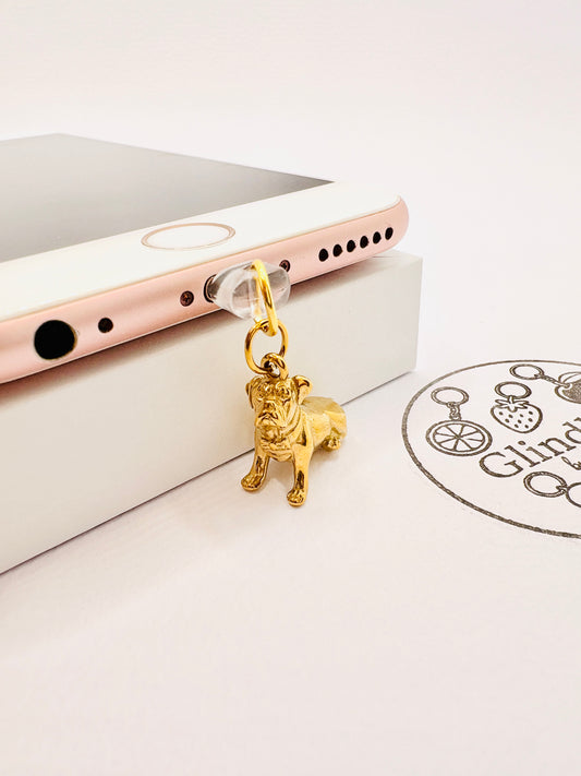 Goldener Bulldogge Charm. Charm Anhänger für Hundefreunde