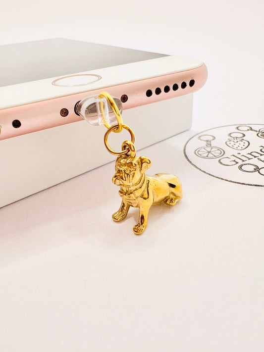 Goldener Bulldogge Charm. Charm Anhänger für Hundefreunde