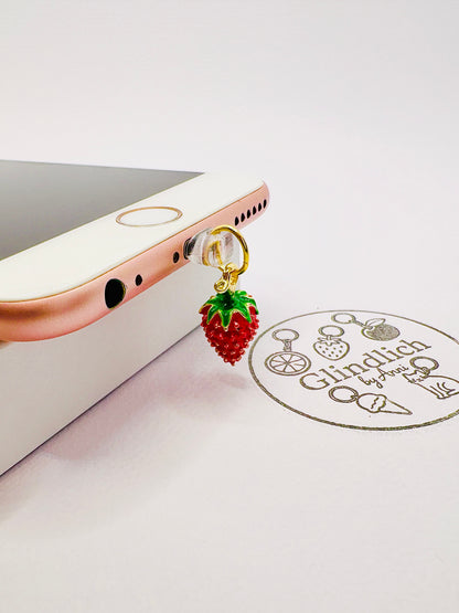 Erdbeere Handy Charm. Süße Sommerversuchung fürs Smartphone.