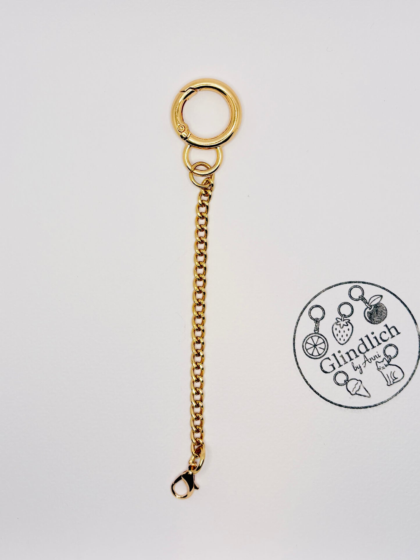 Mini Karabiner-Verschluss (vergoldet) mit 11 cm Kette