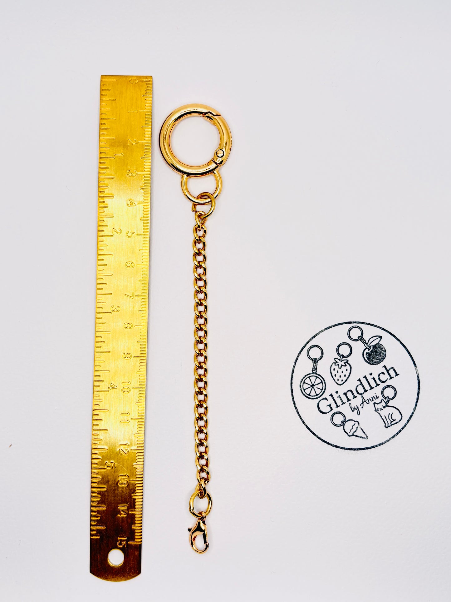 Mini Karabiner-Verschluss (vergoldet) mit 11 cm Kette