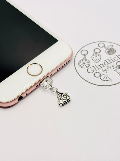 Funkelnde Handtasche Mini Charm in Silber. Charm Anhänger für Stil-Ikonen